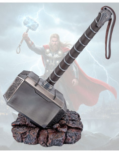 Réplique du marteau de Thor en acier avec support