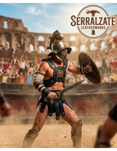 Peto gladiador ajustável em couro LARP e cosplay, preto 2