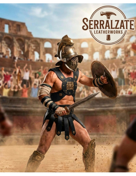 Peto gladiador ajustável em couro...