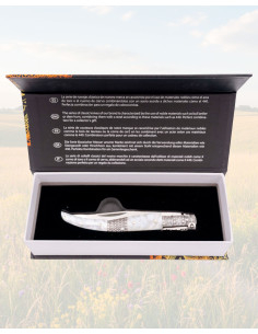 Faca de Catraca Seda Pérola Aço 440 com Estojo 2