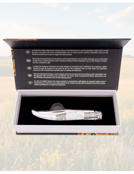 Faca de Catraca Seda Pérola Aço 440...