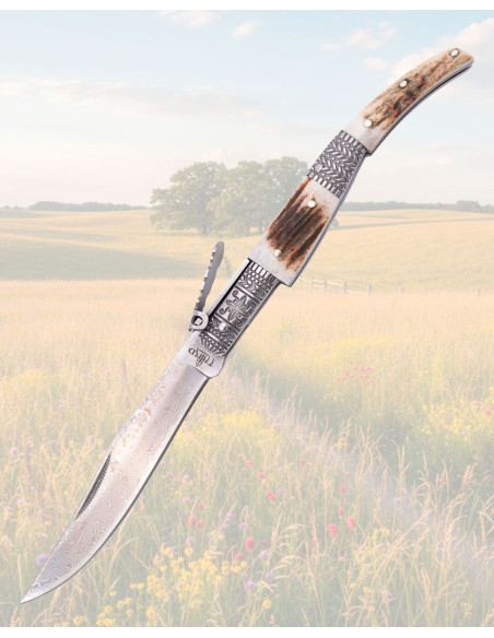 Faca Damasco Third Cervo, chifre...