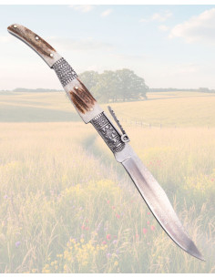 Faca Damasco Third Cervo, chifre autêntico de luxo 2