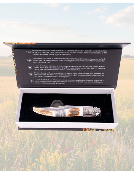 Faca Damasco Third Cervo, chifre...