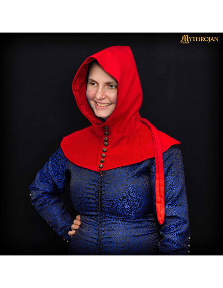 Gugel medieval em lã com botões do...