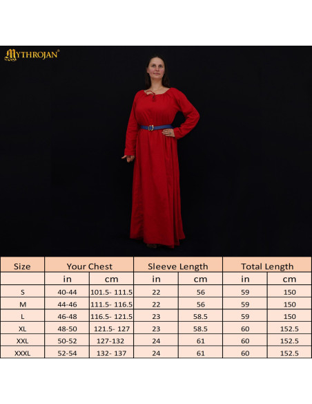 Vestido medieval longo em algodão...