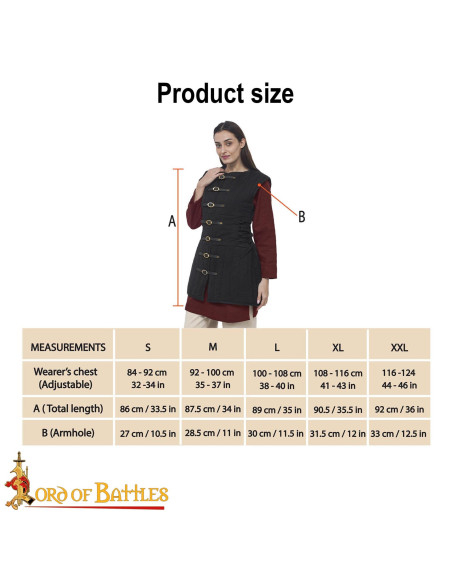 Gambesão medieval sem mangas para...