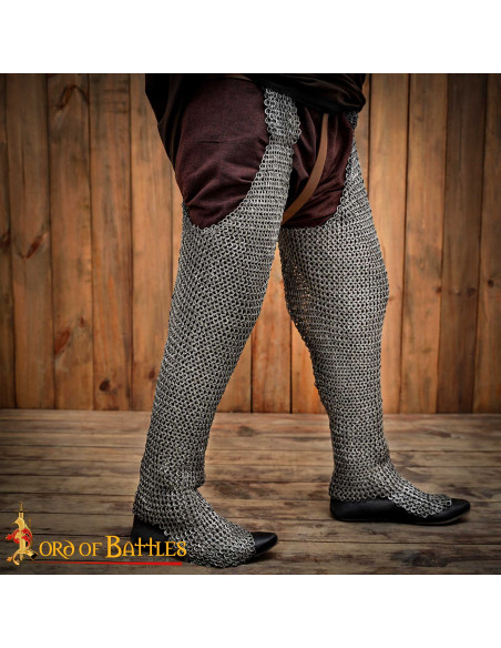 Calças de malha de aço, anéis de 9 mm.