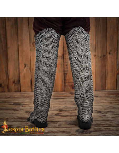 Calças de malha de aço, anéis de 9 mm.