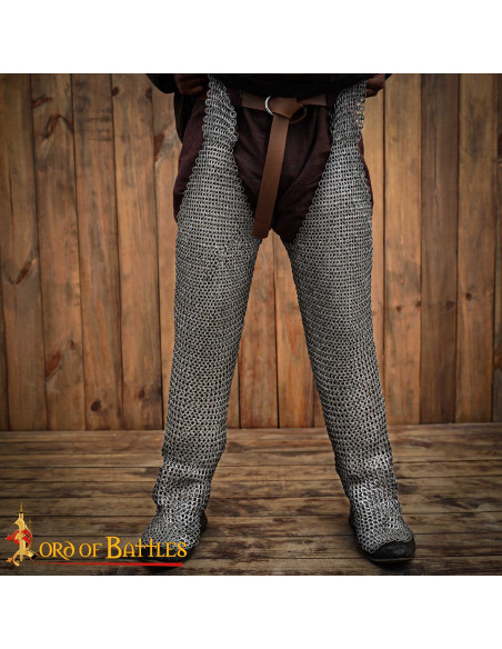 Calças de malha de aço, anéis de 9 mm.