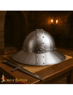 Casco medieval Kettle com forro de couro genuíno, calibre... 2