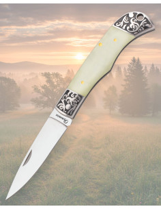 Faca Albainox lâmina em aço inox 8 cm. cabo acrílico osso