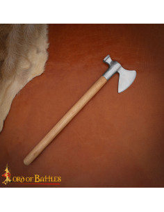 Machado medieval de aço com cabeça de martelo, cabo de...