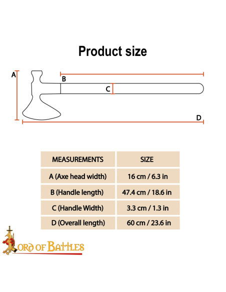Machado medieval de aço com cabeça de...