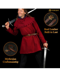 Cinturão medieval renascentista em couro, cor marrom 2