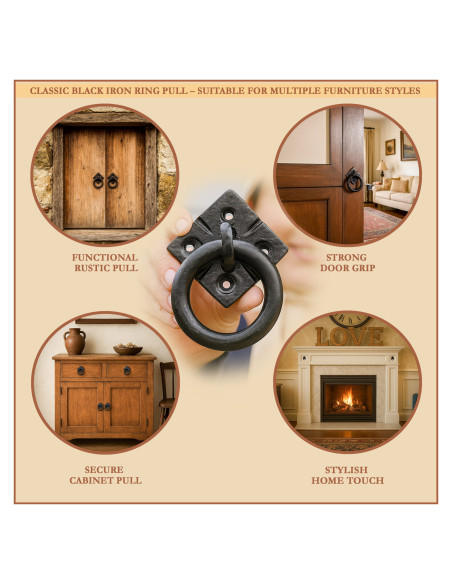 Puxador rústico de ferro fundido para...