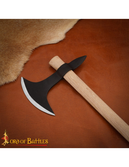 Machado vikingue medieval em aço...