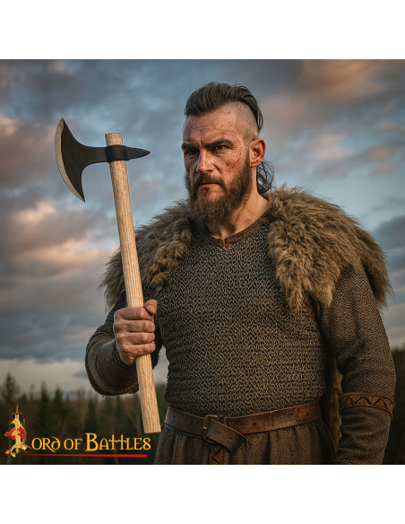 Machado vikingue medieval em aço...