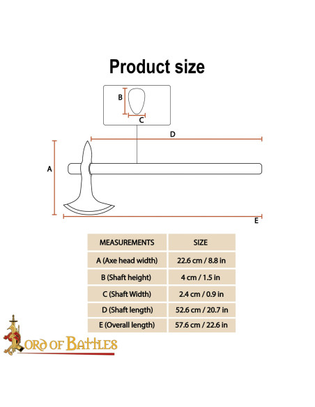 Machado vikingue medieval em aço...