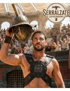 Peto gladiador ajustável em couro LARP e cosplay, preto