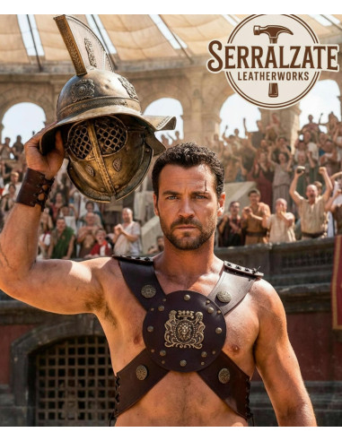 Peitoral de Gladiador em Couro Ajustável para LARP e Cosplay, Marrom