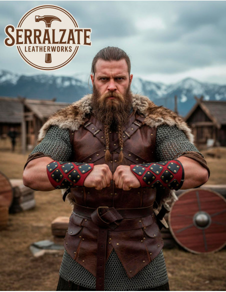 Braçadeiras de Couro Vermelho...