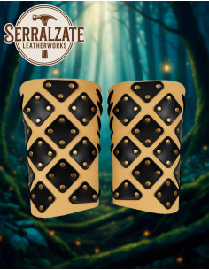 Brazaletes de guerreiro fantasia, couro natural