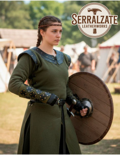 Braçadeiras medievais reforçadas verde oliva LARP 2