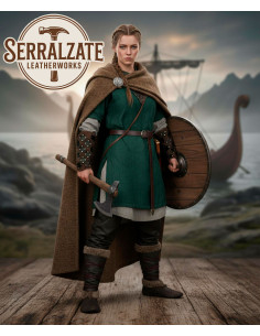 Braçadeiras Vikingas de Couro Marrom com Escamas 2