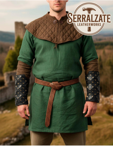 Brazaletes Medievais de Couro Preto...