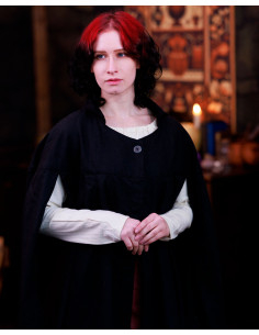 Manto medieval gola alta modelo Bron - preto 2