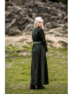 Vestido medieval modelo Alvilda com Decote Redondo, verde 2