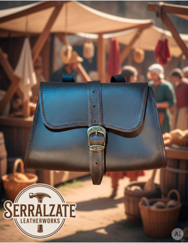 Bolsa de cintura medieval para recreação histórica, marrom