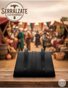 Bolsa de cintura medieval para recreação histórica, preta 2