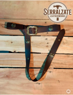 Cinto do Explorador do Norte com Fivela Trabalhada, Castanho