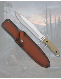 Faca tática Albainox cabo G10 com bainha de couro