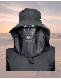 Chapéu Sahariano Barbaric com rede, cor preta