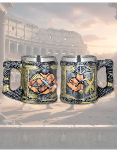 Caneca medieval em resina modelo Gladiador (12 cm.)