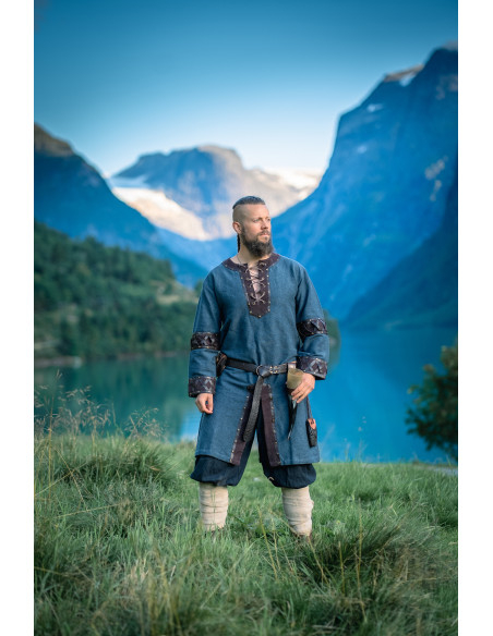 Túnica Vikinga modelo Leif, azul com...