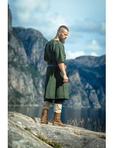 Túnica Vikinga Masculina Asgrim com Decote em V, Verde 2