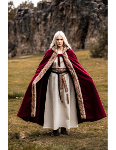 Capa vikinga modelo Fjell em pele sintética, vermelha
