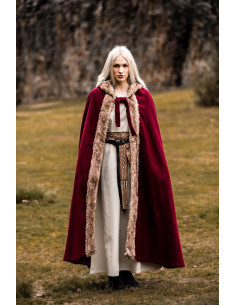 Capa vikinga modelo Fjell em pele sintética, vermelha 2