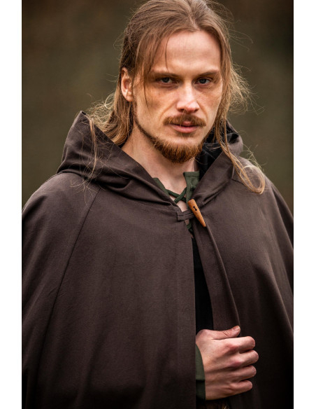 Capa medieval castanho escuro com...