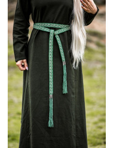 Cinto unissex modelo Veigga, verde com bordados