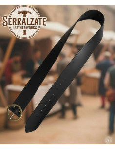 Cinto medieval com fivela redonda, preto