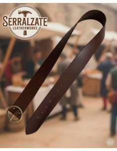 Cinto medieval com fivela redonda, marrom