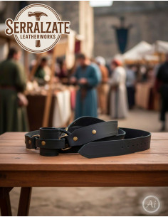 Cinto medieval com suporte para espada, preto 2