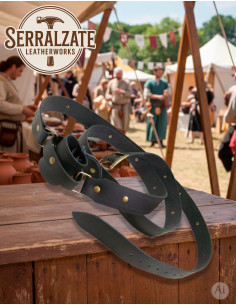 Cinto medieval com suporte para espada, preto
