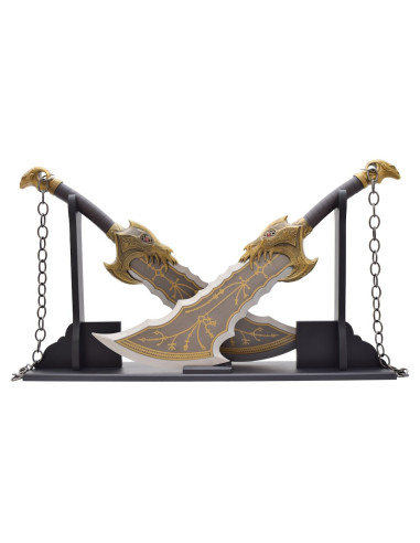 Réplicas não oficiais das Adagas Kratos God of War, aço e suporte