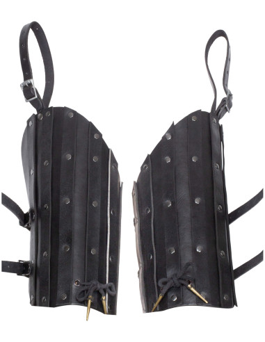 Protetores medievais para coxa modelo Strigo, cor preta